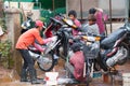 Motorcycle wash in Cambodia