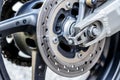 Motorcycle wheel brake background in motorbike, motorcycle wheel