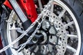 Motorcycle wheel close-up Royalty Free Stock Photo
