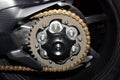 Motorcycle wheel and drive-chain Royalty Free Stock Photo
