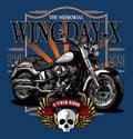 motorcycle and wing day pin