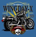 motorcycle and wing day pin