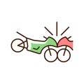 Motorcycles accident RGB color icon