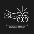 Motorcycles accident white linear icon for dark theme