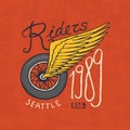 Motorcycles and biker club template. Vintage custom emblem, label badge for t shirt. Monochrome retro style. Classic