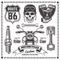 Motorcycles and bikers vector black elements