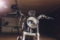 Motorcycles on the floor with workshop tools, a modern garage, storage and repair. This bike will be perfect. repairing
