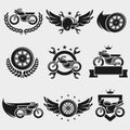 Motorcycles labels and icons set. Vector Royalty Free Stock Photo