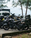 Motorcycles parking along the roadside during Terengganu bike week events.