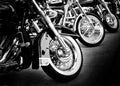 Motorcycles in a row