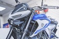 Motorcycles in the showroom Yamaha shop. Yamaha MT03 motorcycle, selective focus Royalty Free Stock Photo