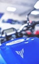 Motorcycles in the showroom Yamaha shop. Yamaha MT03 motorcycle, selective focus Royalty Free Stock Photo