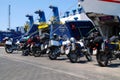 Motorcycles waiting at ferry terminal