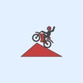 motorcyclist in jump field outline icon. Element of monster trucks show icon for mobile concept and web apps. Field outline motorc