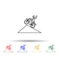 Motorcyclist in a jump multi color style icon. Simple thin line, outline vector of bigfoot car icons for ui and ux, website or