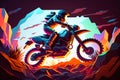 Motorcyclist, motocross bike in jump. Generative AI