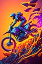 Motorcyclist, motocross bike in jump. Generative AI