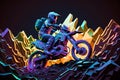Motorcyclist, motocross bike in jump. Generative AI