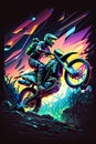 Motorcyclist, motocross bike in jump. Generative AI