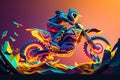 Motorcyclist, motocross bike in jump. Generative AI