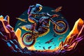 Motorcyclist, motocross bike in jump. Generative AI