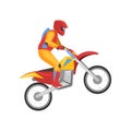 Motorcyclist, Motocross Racing, Motorbiker Male Character Vector Illustration
