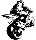 Motorcyclist on Motorcycle Drawing