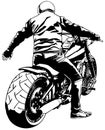 Motorcyclist on Motorcycle Drawing Royalty Free Stock Photo