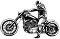 Motorcyclist on Motorcycle Drawing