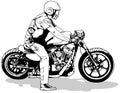 Motorcyclist on Motorcycle Drawing