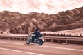 Motorcyclist in the mountains Royalty Free Stock Photo