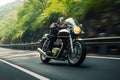 motorcyclist ride along a serpentine road generative ai