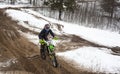 Motorcyclist training on a winter race track
