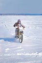 Motorcyclist in the winter.