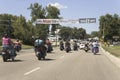 Motorcyclists entering Sturgis Royalty Free Stock Photo