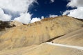 Motorcyclists on the mountain road in the Himalaya, Tibet region in Jammu and Kashmir