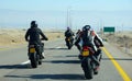 Motorcyclists riding on highway to blue mountains