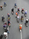 Motorcyclists Wait at a Junction Royalty Free Stock Photo