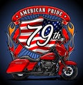 motorcyle with american flag and fire