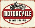 Motorcyle Service Repair Vintage Tin Sign Royalty Free Stock Photo