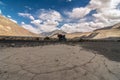 Motorcyle on the way to pangong tso - Landscape of Nubra Valley in Leh Ladakh, Jammu and Kashmir, India Royalty Free Stock Photo