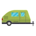Motorhome camp trailer icon, cartoon style