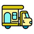 Motorhome camp trailer icon color outline vector