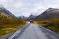 Motorhome camper in autumn in Trollstigen road in Norway, Europe Royalty Free Stock Photo