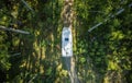 Motorhome Camper Van on a Country Road Aerial View