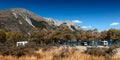 Motorhome campers at Lake Pearson / Moana Rua Wildlife Refuge, New Zealand