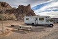 Motorhome camping in the Arizona Desert Royalty Free Stock Photo