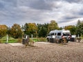 Motorhome on caravan park near town of Ootmarsum, Overijssel, Netherlands