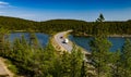 Motorhome and cars driving in Inari, Lapland Royalty Free Stock Photo