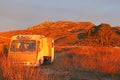 Motorhome at Dawn in the mountains above Otivar, Spain